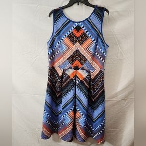 Liz Claiborne blue and orange dress
